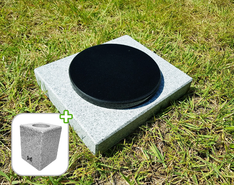 원형 평비석 화병세트 220*20 / 250*300*50 (받침석포함)